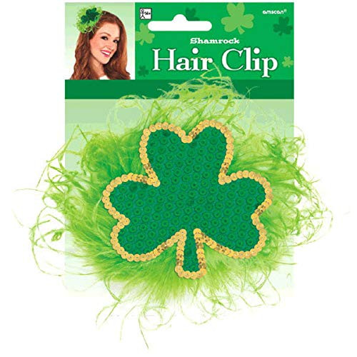 Amscan St. Patrick's Day Shamrock Green Sequin Hair Clip | Party Accessory I 6 Ct.
