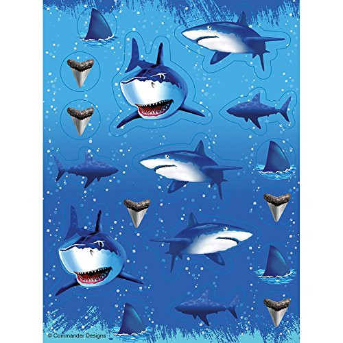 Creative Converting 040887 48-Count Sticker Sheets Shark Splash