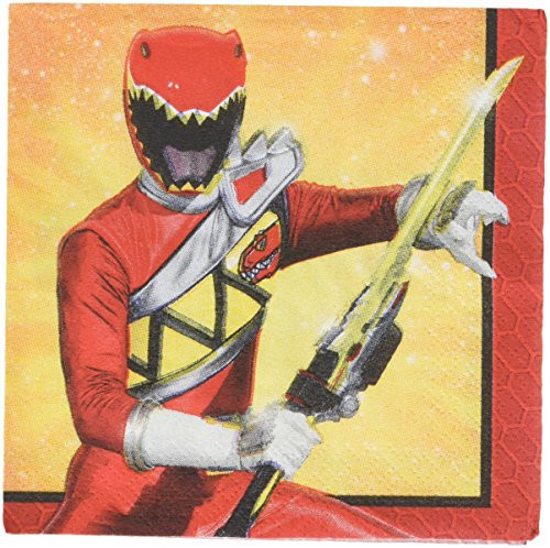 amscan Power Rangers Dino Charge Beverage Napkins, Party Favor, 96 Ct.