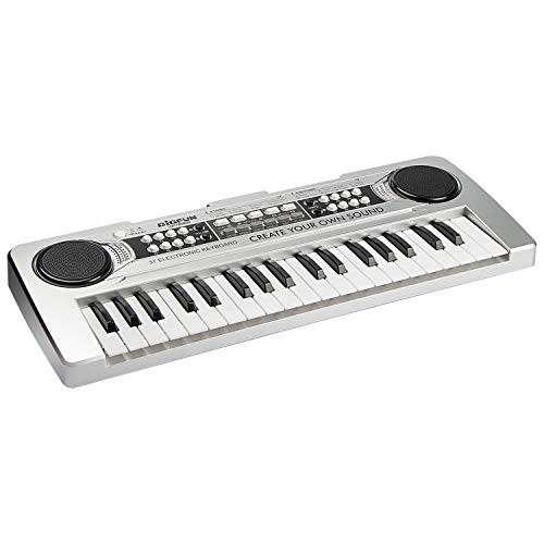 aPerfectLife 37 Keys Piano Keyboard for Kids Multifunction Portable Piano Electronic Keyboard Music Instrument for Kids Early Learning Educational Toy (Silver)
