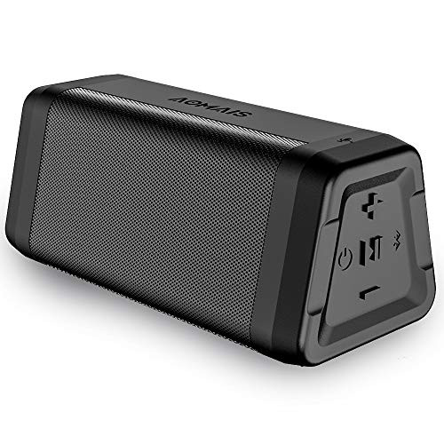 AOMAIS Real Sound Portable Bluetooth Speakers Loud Bass 24H Playtime IPX5 Waterproof 100ft Range Built-in Mic, Wireless Stereo Pairing Speakers for Outdoor, Travel Black
