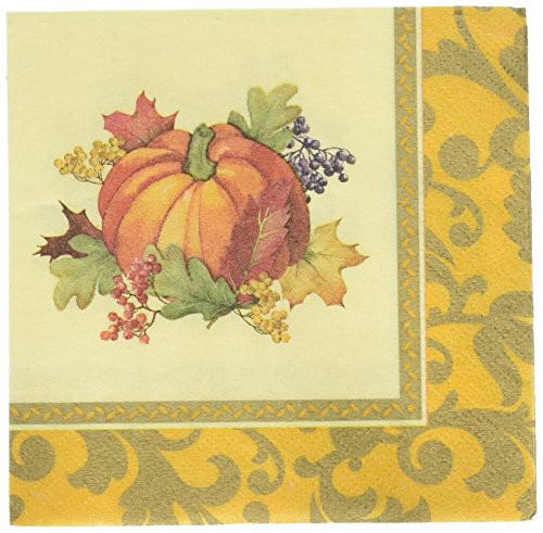 Amscan Bountiful Thanksgiving Multi Colored Beverage Paper Napkins | Party Tableware, 192 Ct.