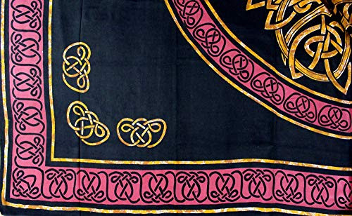 Red & Black Celtic Knot Indian Bedspread, Queen Size