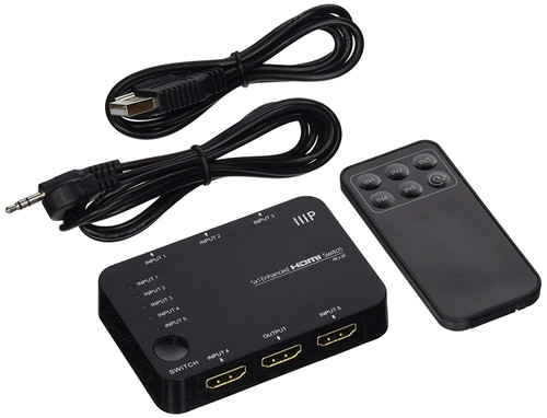 Monoprice Blackbird 4K Pro 5X1 Enhanced HDMI Switch with Built-In Equalizer & Remote Control