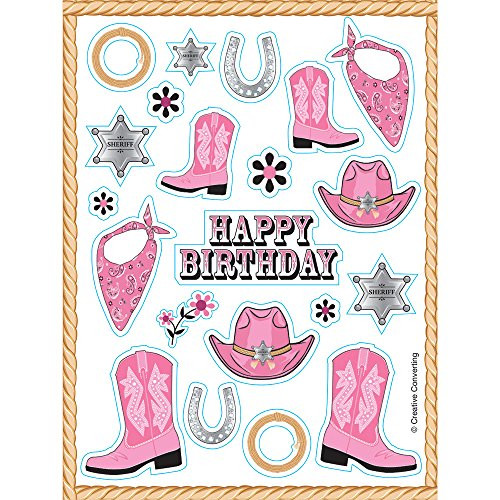 Creative Converting 317690 48-Count Sticker Sheets Pink Bandana Cowgirl