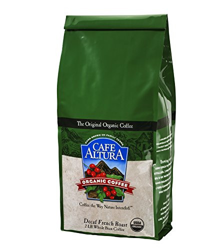 Cafe Altura Whole Bean Organic Coffee, French Roast Decaf, 2 Pound