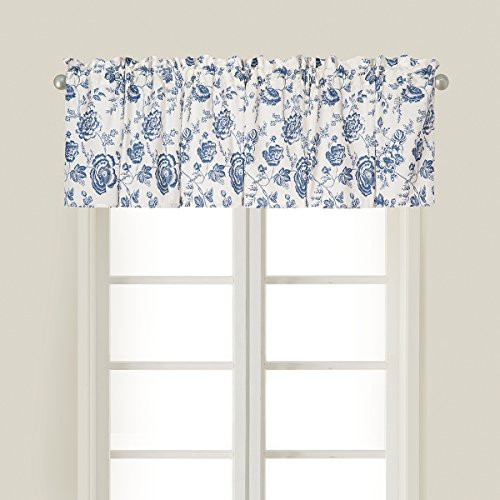 C&F Home Devon Blue Floral Cotton Valance Set of 2 Valance Set of 2 Devon Lake Blue