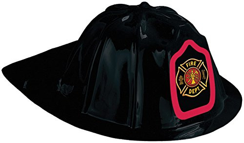 Creative Converting 12 Count Fire Watch Plastic Fireman Party Hats, Black