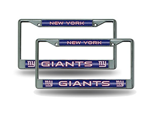 Rico New York NY Giants Chrome Metal (2) Bling License Plate Frame Set