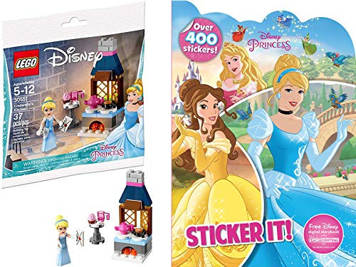 LEGO Invitation to The Enchanted Ball Disney Princess with Cinderella's Kitchen & Mini Figure with 30551 Mini Building Kit Bundled Sticker Fun Book 2-Pack