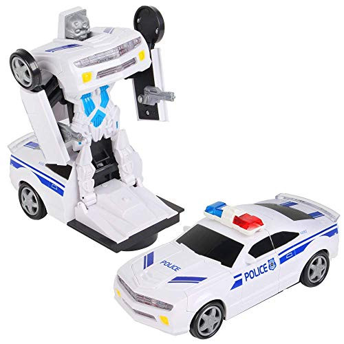 HANMUN Deformation Car Robot Model Vehicle Mini Car Deform Robot Police Manual Transformer Car Toys Inertial Transformation Robots Toys for Kids (Police car) 