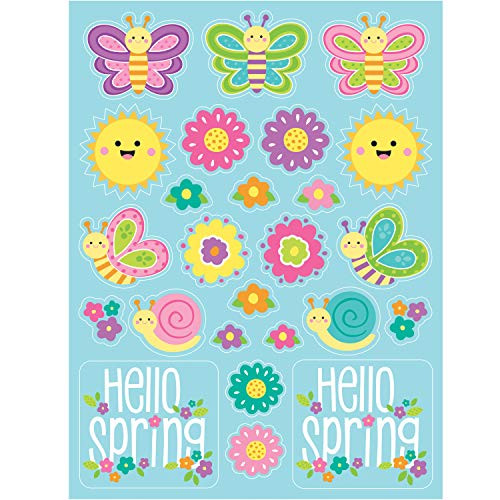 Creative Converting 328282case Hello Spring Stickers 6" x 4.5" Multi-colored