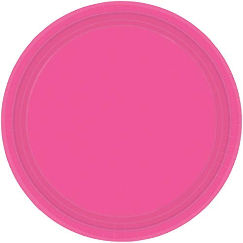 Bright Pink Round Paper Plates | 9" | Party Supply | 96 ct.