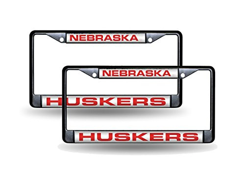 Rico Nebraska Cornhuskers Black Metal (2) Laser License Plate Frame Set