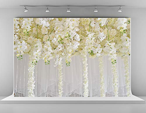 Kate 7x5ft Wedding Ceremony Curtain Photography Backdrops White Flower Decoration Background Cotton No Wrinkle Backdrop for Photographer Shooting