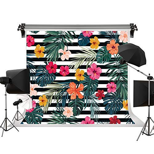 Kate 7x5ft/2.2m(W) x1.5m(H) Summer Backdrop Black White Background Flowers Backgrounds Leaves Backdrop Decorations Kids Photography Background Holiday Backdrop