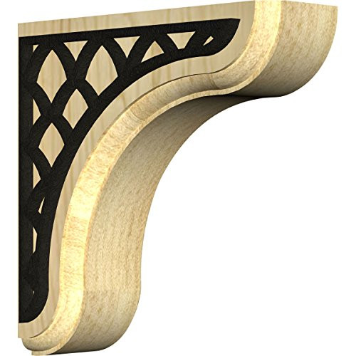 Ekena Millwork BKTW02X06X06EANEBLMA Eaton Wood Bracket with IronCraft Nevio Inlay 1 3/4" W x 5 1/2" D x 5 1/2" H Maple