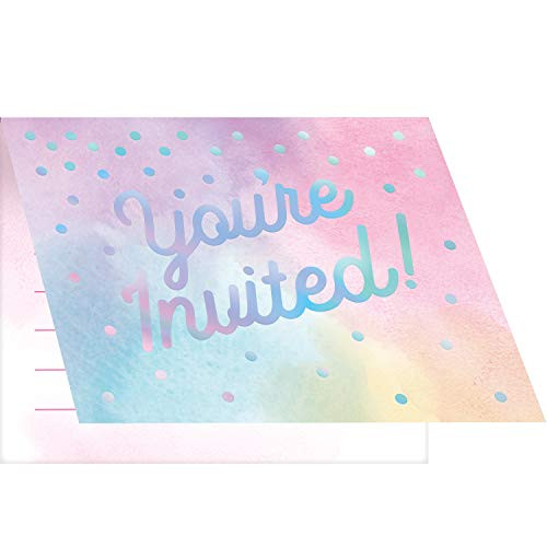 Creative Converting 337694case Iridescent Party Invitations, 5" x 4", Purple