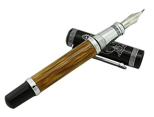 Duke 551 Confucius Fountain Pen, Bent Nib Natural Bamboo Barrel Calligraphy Pen