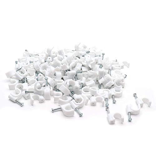 Yoohey Nail in Cable Clips White Ethernet Cable Tacks Cable Fastener 8mm - Pack of 100