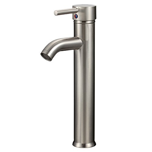 Greenspring Bathroom Bowl Vessel Sink Faucet Commercial Tall Body Single Handle One Hole Deck Mount Stainless Steel Brushed Nickel