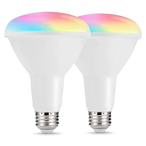 LOHAS Smart BR30 LED Bulb, WiFi Dimmable 75W-80W Equivalent Light Bulb, E26 Base Multicolored RGB Flood Light, 1000LM Spotlight for Home, No Hub Required, Compatible with Alexa, Google Home, 2 Pack