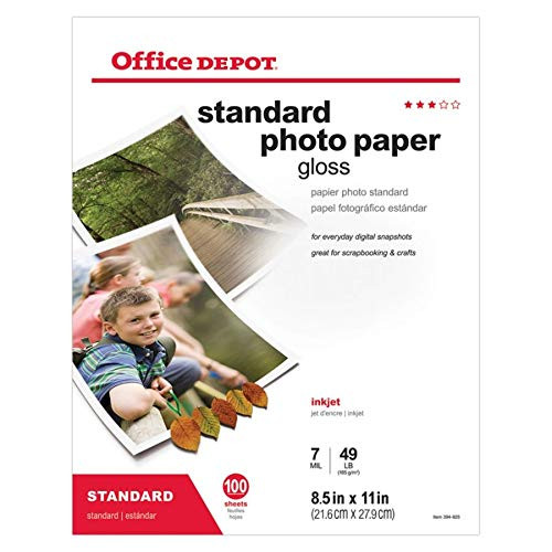 Office Depot Standard Photo Paper, Glossy, 8 1/2in. x 11in, 7 Mil, Pack Of 100 Sheets, 123434