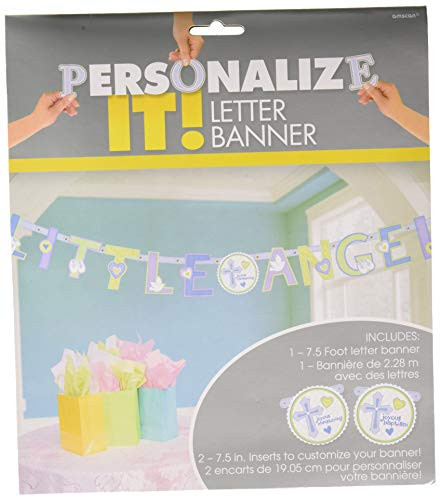 Christening Blue Letter Paper Banner | Party Decoration, 6 Ct.