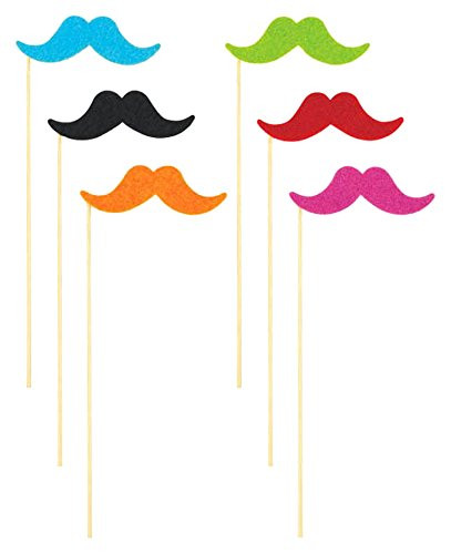 Cinco De Mayo Moustache On A Stick, | Assorted Colors | Party Costume | 6 Pk.