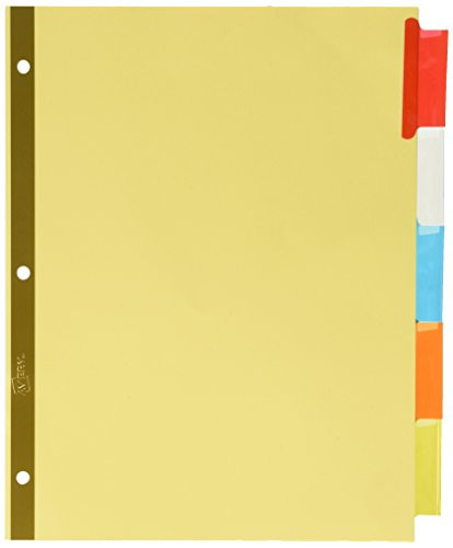 Avery Big Tab Insertable Dividers , Buff Paper, 5 Multicolor Tabs, Case Pack of 48 Sets (11109)