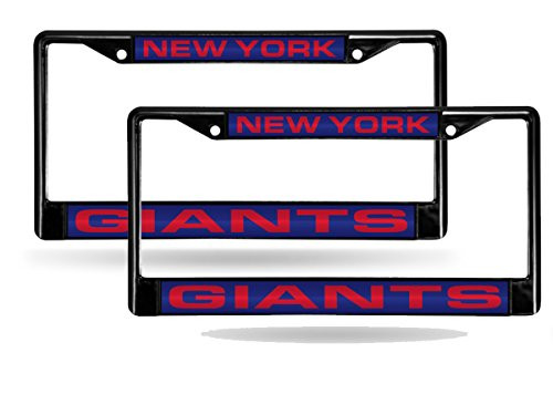 Rico New York Giants Black Metal (2) Laser License Plate Frame Set
