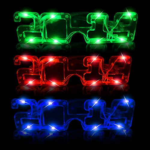 Fun Central 12 Pack - LED 2019 Eyeglasses - Flashing Novelty Sunglasses for New Year's Events, Concerts & Parties- Assorted Colors