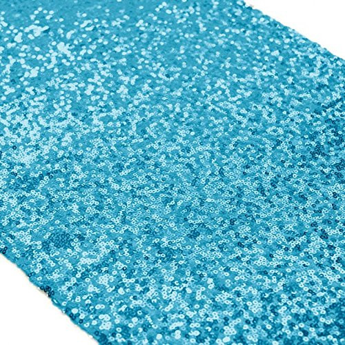 Turquoise Bridal Shower Decorations 14x108-Inch 21st Birthday Decorations Aqua Blue Sequin Table Runners 5pcs -0723S