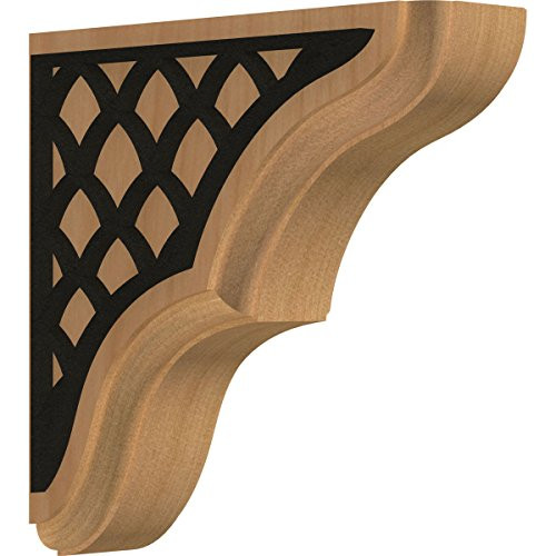 Ekena Millwork BKTW02X06X06STNEBLCH Stratford Wood Bracket with IronCraft Nevio Inlay 1 3/4" W x 5 1/2" D x 5 1/2" H Cherry