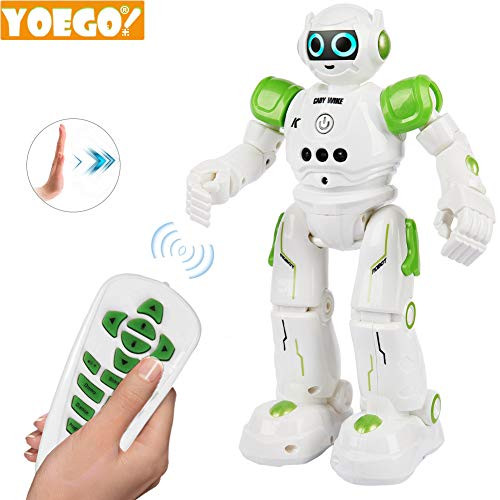 Yoego Remote Control Robot, Gesture Control Robot Toy for Kids, Smart Robot with Learning Music Programmable Walking Dancing Singing, Rechargeable Gesture Sensing Rc Robot Kit (Green)