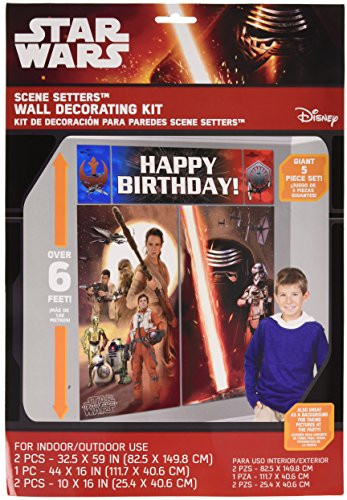 amscan Star Wars Episode VII Scene Setter Wall Decorating Kit, Birthday, 6 Ct.