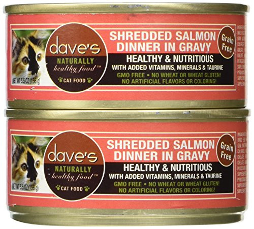 Dave'S Naturally Healthy Shredded Salmon In Gravy For Cats, 5.5 Oz Can (Case Of 24 )