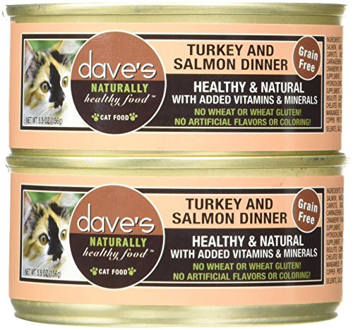 Dave'S Naturally Healthy Turkey & Salmon Dinner For Cats, 5.5 Oz Can (Case Of 24 )