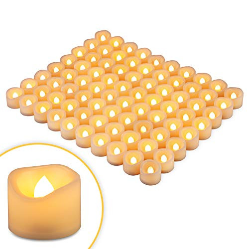 Kohree LED Tea Lights Candles, 80 Pack Flameless Flickering Tealight Battery Operated Votive Electric Lights, Warm White