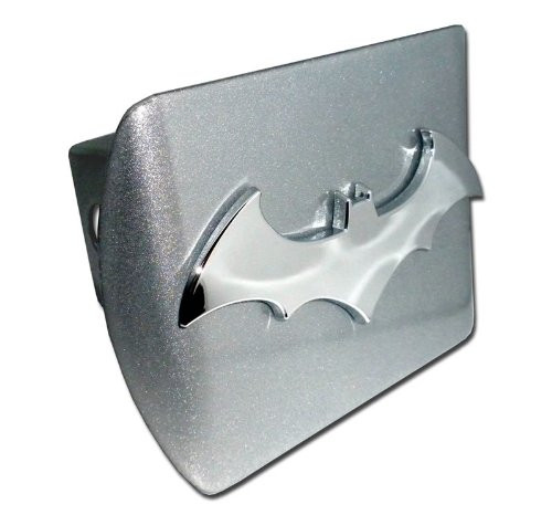 Batman "Brushed Silver and Chrome 3D Bat Emblem" Metal Trailer Hitch Cover Fits 2 Inch Auto Car Truck Receiver