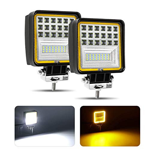 AAIWA 4" LED Light Bar, 126W LED Work Light for Truck LED Light Pods 2PCS Spot Flood Combo Amber Light Off Road Lights for Jeep ATV UTV SUV Pickup Boat, 2 Years Warranty