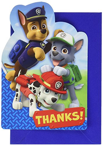 Amscan Paw Patrol Thank You Postcard, Party Favor, 48 Ct