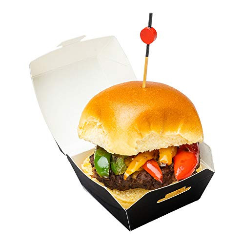 Mini Slider, Slider Burger, Mini Burger Box, Disposable Mini To Go Box - Black - 2.5 Inch - 100ct Box - Restaurantware