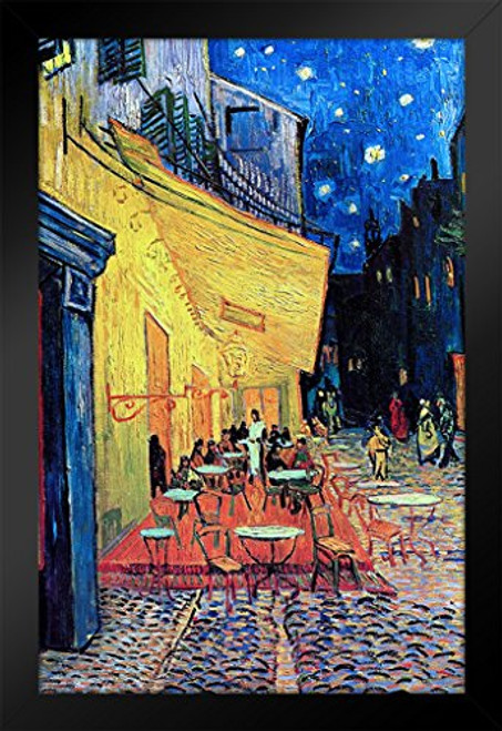 Vincent Van Gogh Cafe Terrace at Night Art Print Black Wood Framed Poster 14x20 inch Vincent Van Gogh Cafe Terrace at Night Art Print Black Wood Framed Poster 14x20 inch