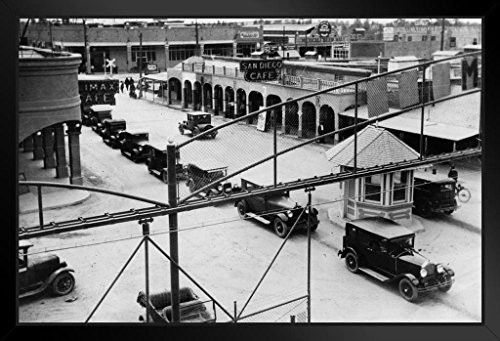Cars at Mexico Border1929 Archival Black and White Photo Art Print Framed Poster 20x14 inch Cars at Mexico Border1929 Archival Black and White Photo Art Print Framed Poster 20x14 inch