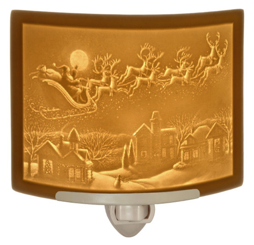 Santa's Flight - Porcelain Lithophane Curved Night Light