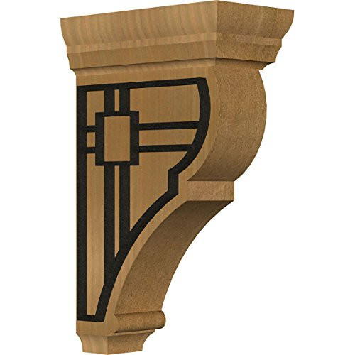 Ekena Millwork CORW02X04X08RJBRBLGM 2"W x 4 1/2"D x 8"H Small Rojas Wood Corbel with IronCraft Berlin Inlay, Mahogany, x x