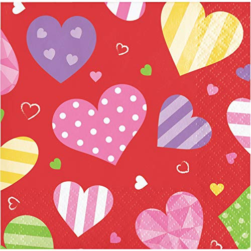 Creative Converting 335244case Valentine Hearts Beverage Napkins, 5", Multicolor