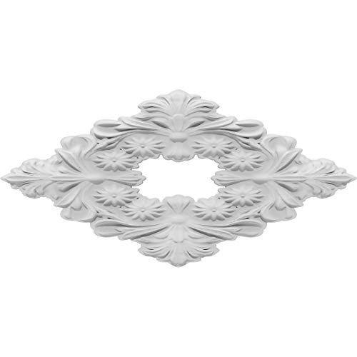 Ekena Millwork ROSC050X025BVDUF 5" W x 2 H x 1/2" P Medium Belvidere Rosette White