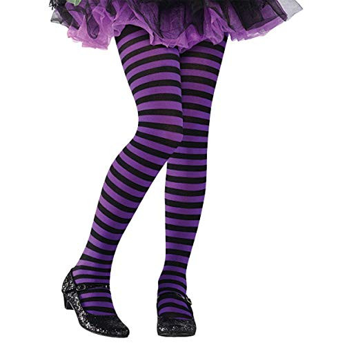 Purple & Black Striped Tights - Child M/L | 6 Ct.